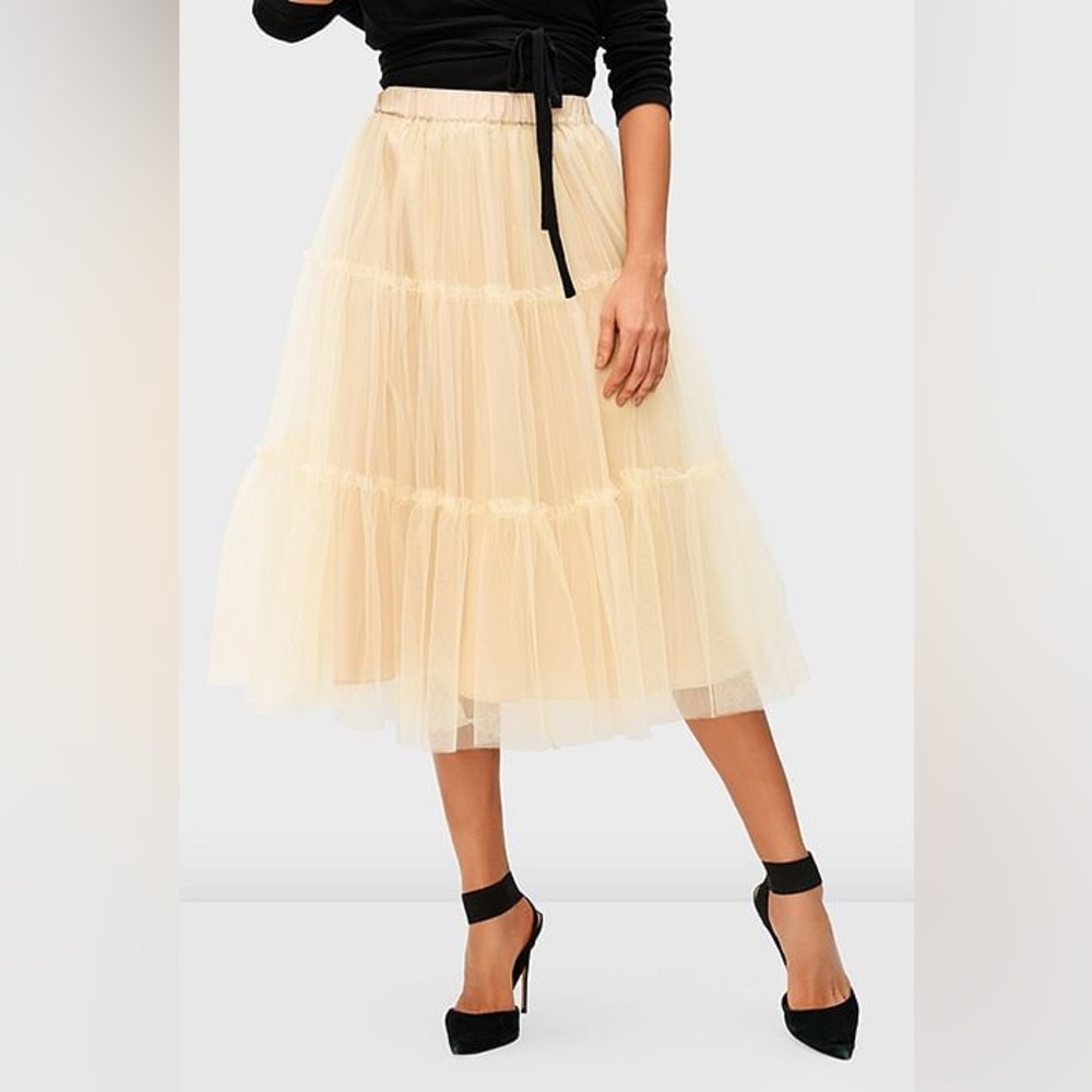 Ruffle Mesh Tiered Skirt in Champagne - Picture 7 of 17